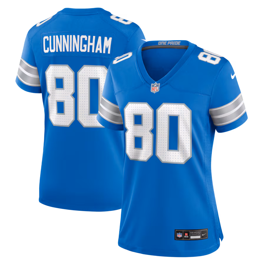 Women's Detroit Lions Malik Cunningham Nike Blue Team Game Jersey