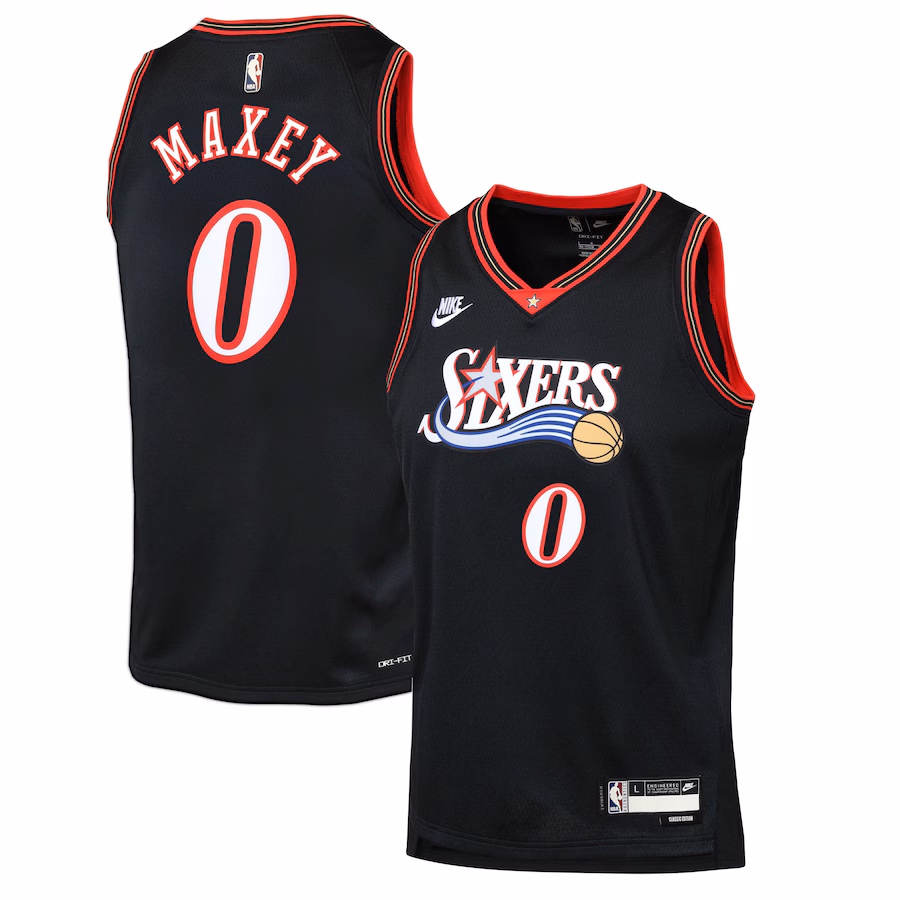 Youth Philadelphia 76ers Tyrese Maxey Nike Black Swingman Jersey - Classic Edition