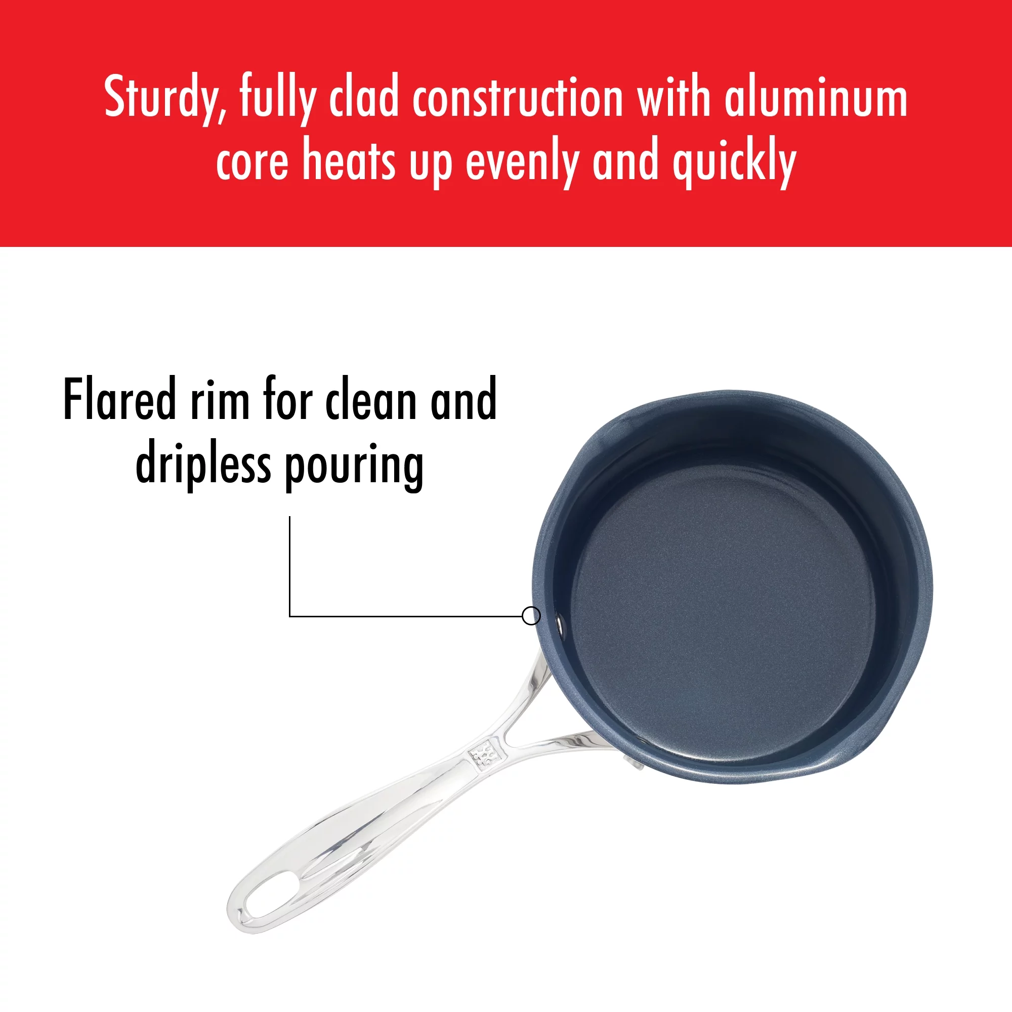 ZWILLING Clad CFX 1-qt Stainless Steel Ceramic Nonstick Saucepan
