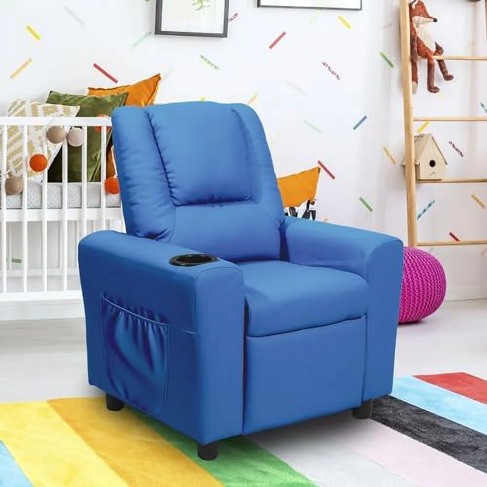 CHNJHUM Recliner Chair  Toddler Recliners for  Age 0-5 with Cup Holder  Side Pockets and Non-Slip Footstool  Small Recliner for Girls Boys Baby Bedrooms  Children's Rooms - Curated Treasures Market