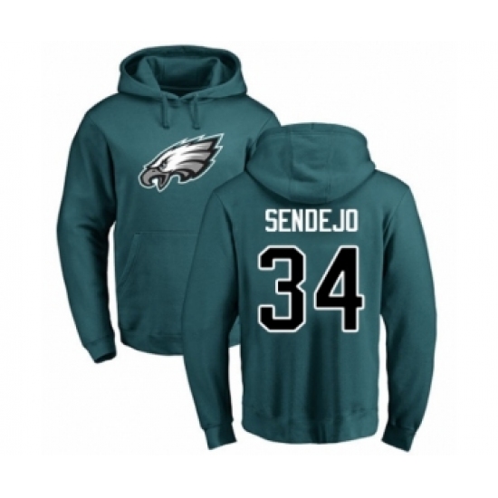 Philadelphia Eagles #34 Andrew Sendejo Green Name & Number Logo Pullover Hoodie