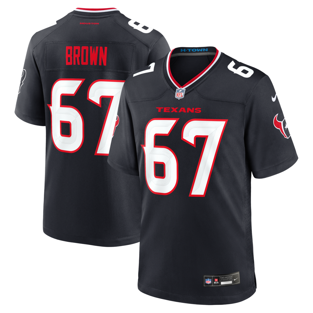 Men's Houston Texans Evan Brown Nike Navy Team Game Jersey