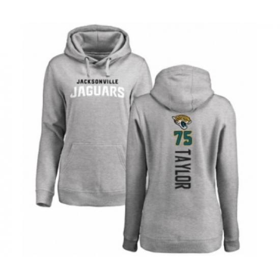 Football Women's Jacksonville Jaguars #75 Jawaan Taylor Ash Backer Pullover Hoodie