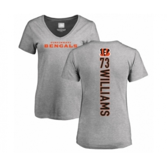 Football Women's Cincinnati Bengals #73 Jonah Williams Ash Backer V-Neck T-Shirt