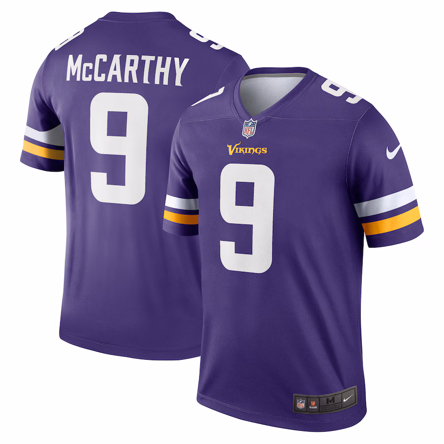 Men's Minnesota Vikings J.J. McCarthy Nike Purple Legend Player Performance Top
