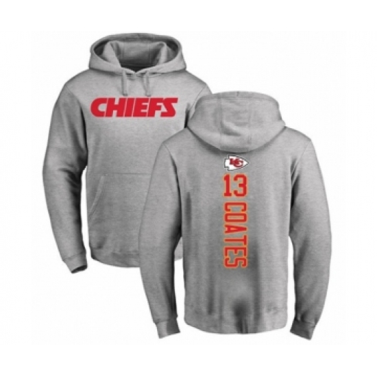 Football Kansas City Chiefs #13 Sammie Coates Ash Backer Pullover Hoodie