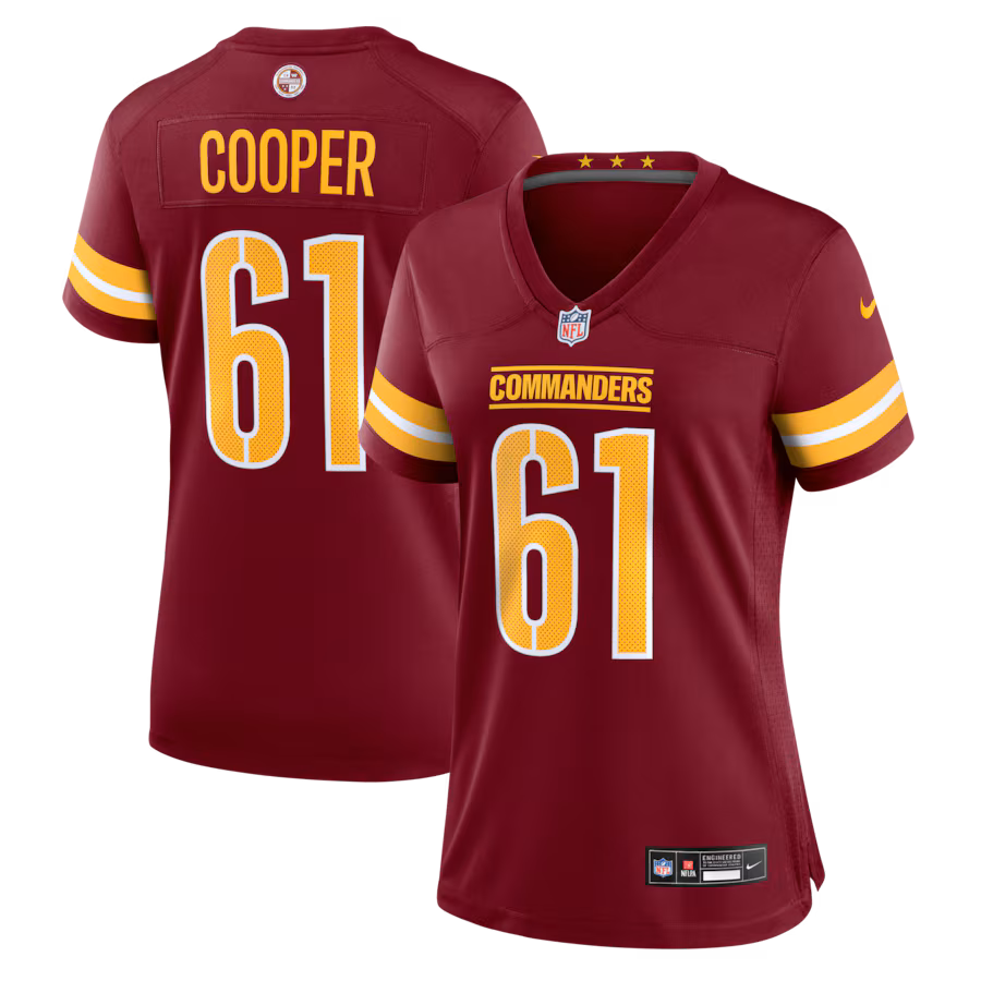 Women's Washington Commanders Tyler Cooper Nike Burgundy Team Game Jersey
