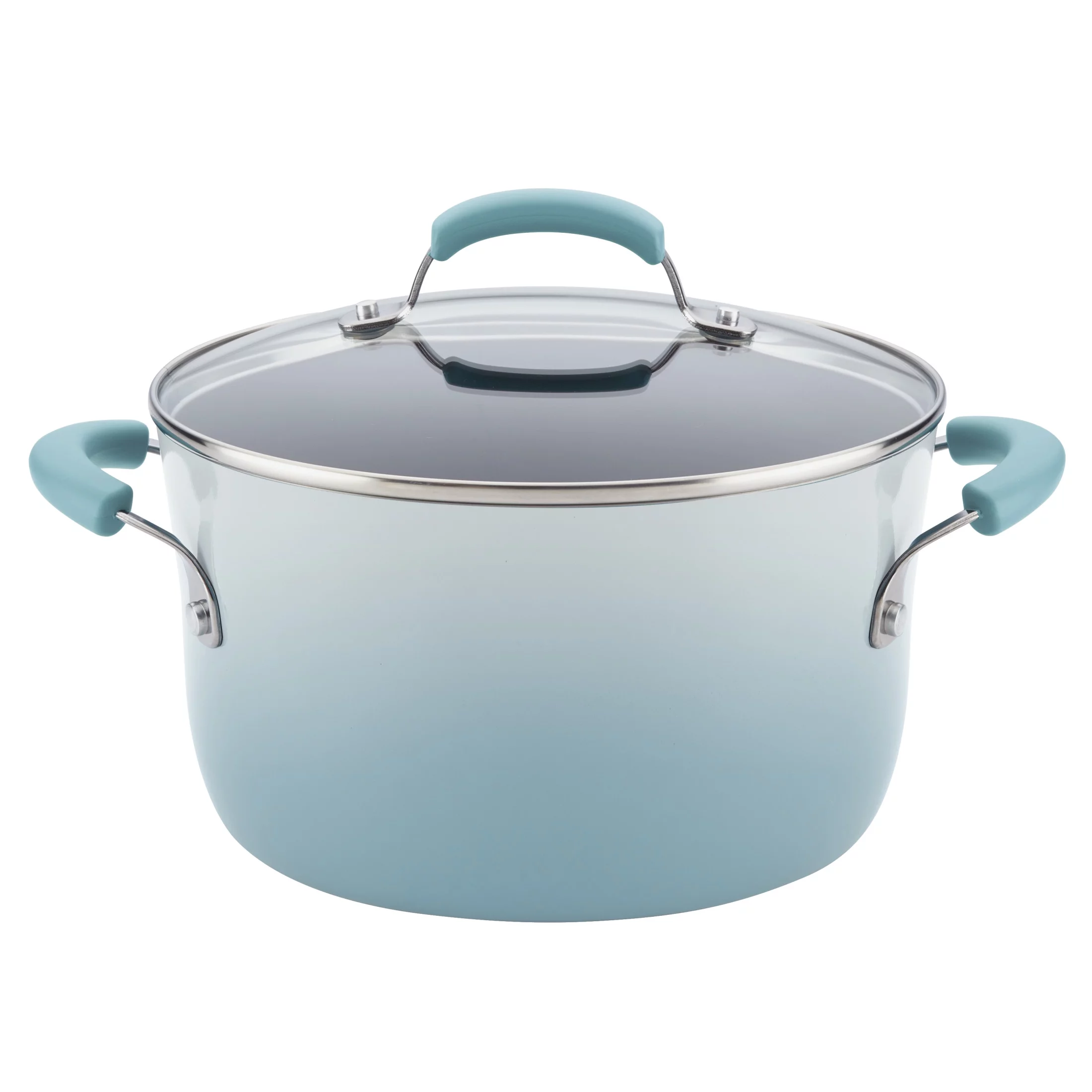 Rachael Ray Classic Brights Porcelain Aluminum Nonstick Cookware Pots and Pans Set. 14-Piece. Sky Blue
