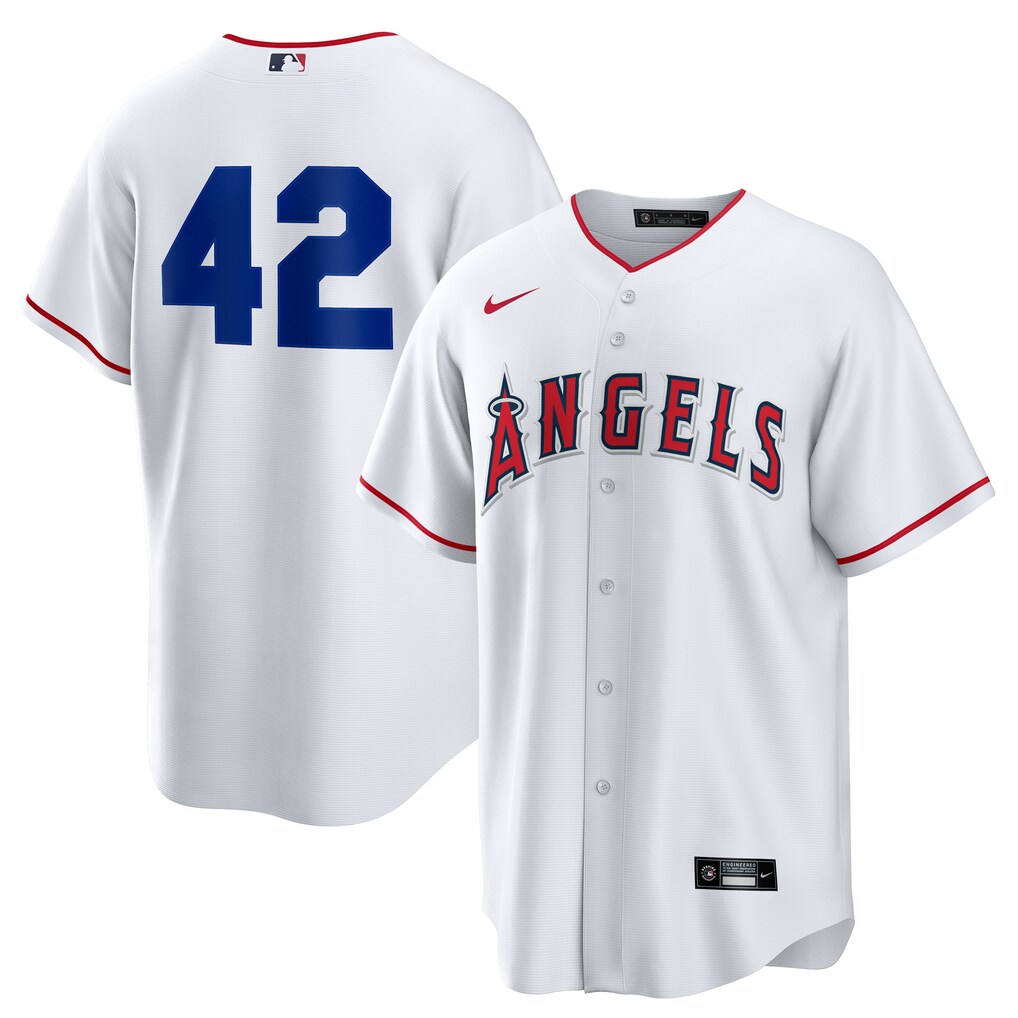Men's Los Angeles Angels Nike White Home  2025 Jackie Robinson Day Replica Jersey