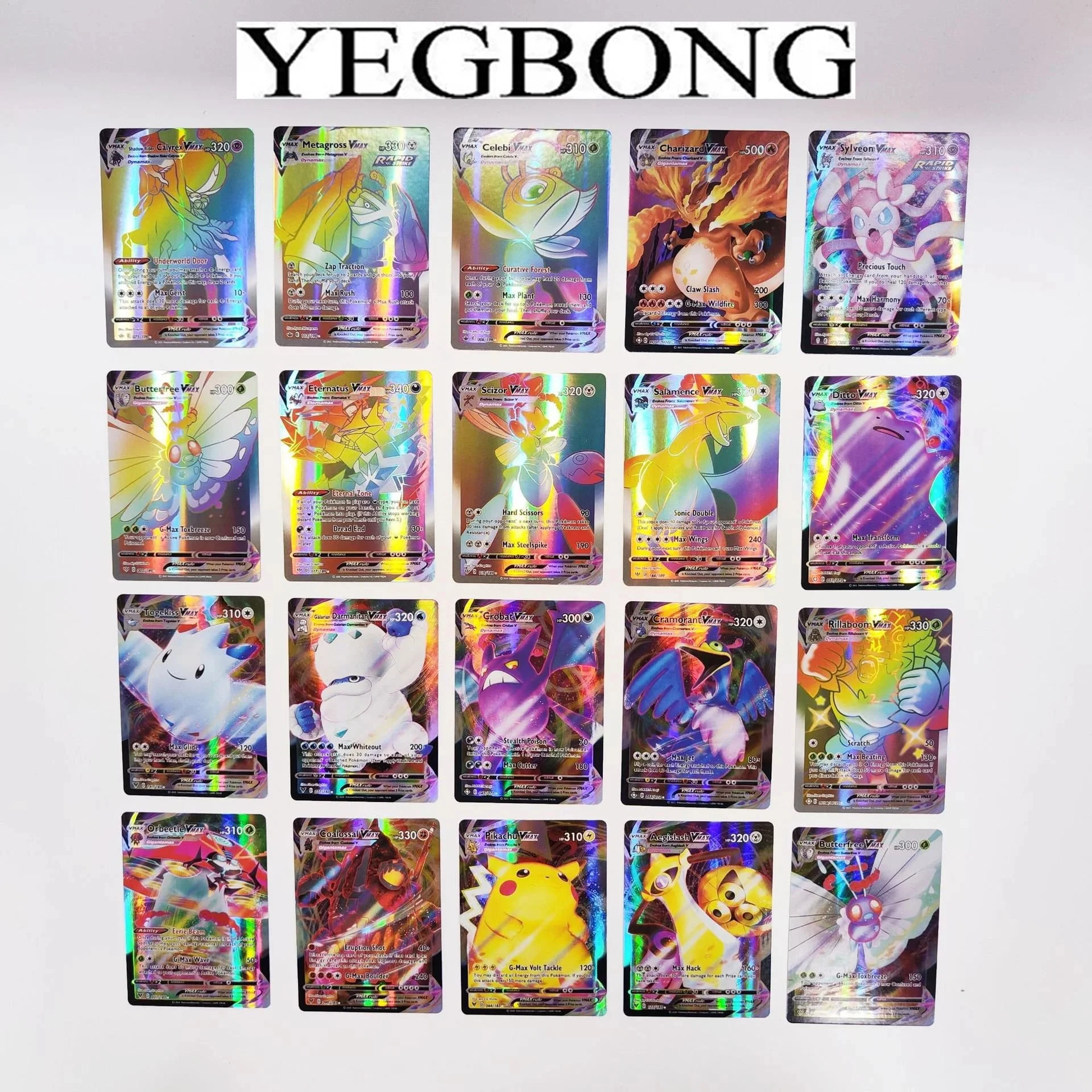 100pcs Rainbow Rare Cards TCG Deck Box Cards Rare Cards Trading Game Cards Best Gift for Kids Fans and Collectors (100Vmax)
