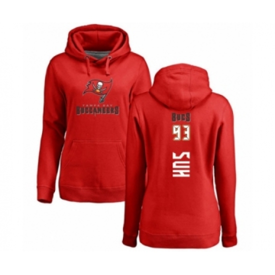 Football Women's Tampa Bay Buccaneers #93 Ndamukong Suh Red Backer Pullover Hoodie