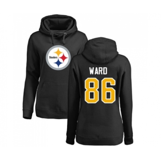 Football Women's Pittsburgh Steelers #86 Hines Ward Black Name & Number Logo Pullover Hoodie