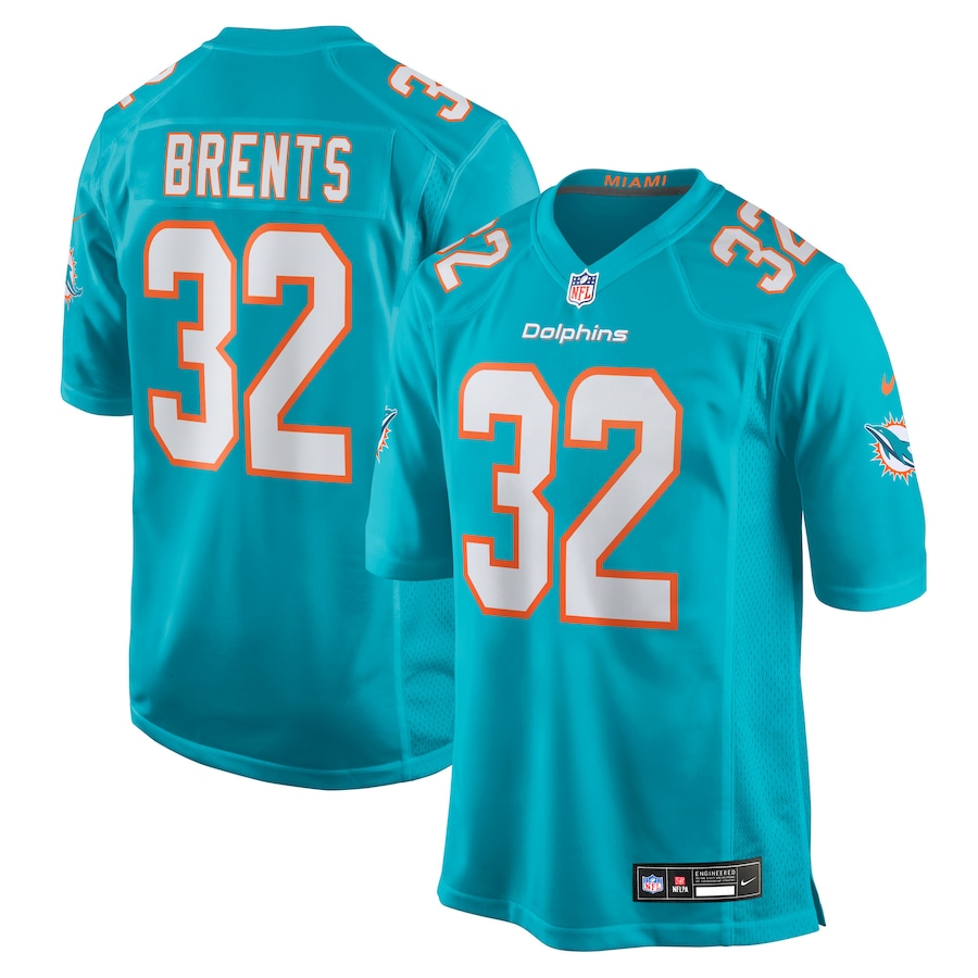 Men's Miami Dolphins Julius Brents Nike Aqua Team Game Jersey