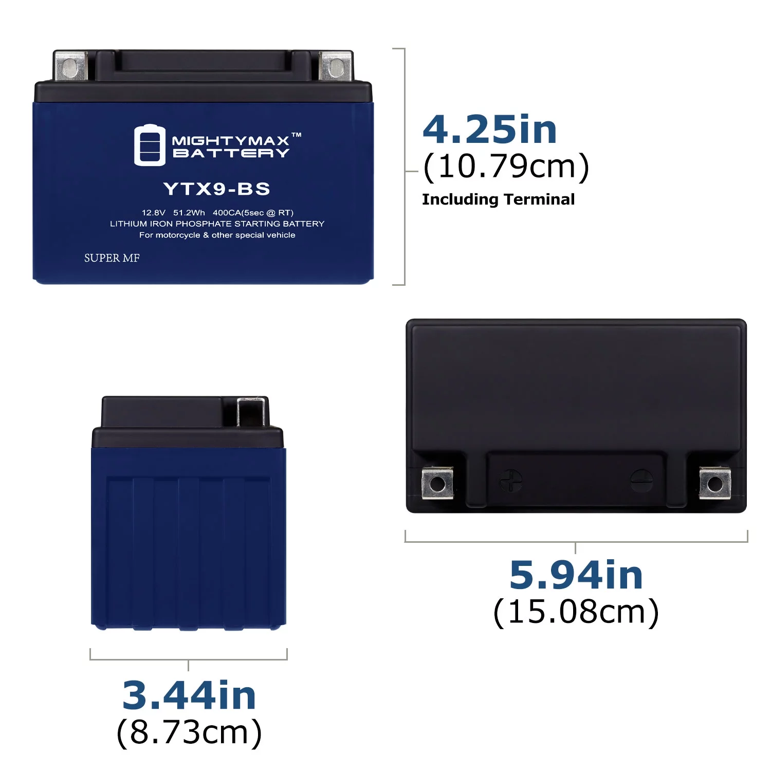 YTX9-BS Lithium Replacement Battery Compatible with WPS CTX9-BS