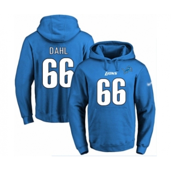 Football Men's Detroit Lions #66 Joe Dahl Blue Name & Number Pullover Hoodie