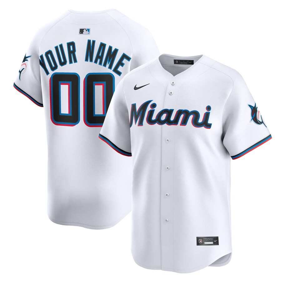Youth Miami Marlins Nike White Home Custom Limited Jersey