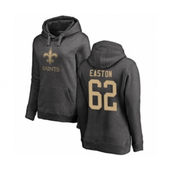 Football Women's New Orleans Saints #62 Nick Easton Ash One Color Pullover Hoodie
