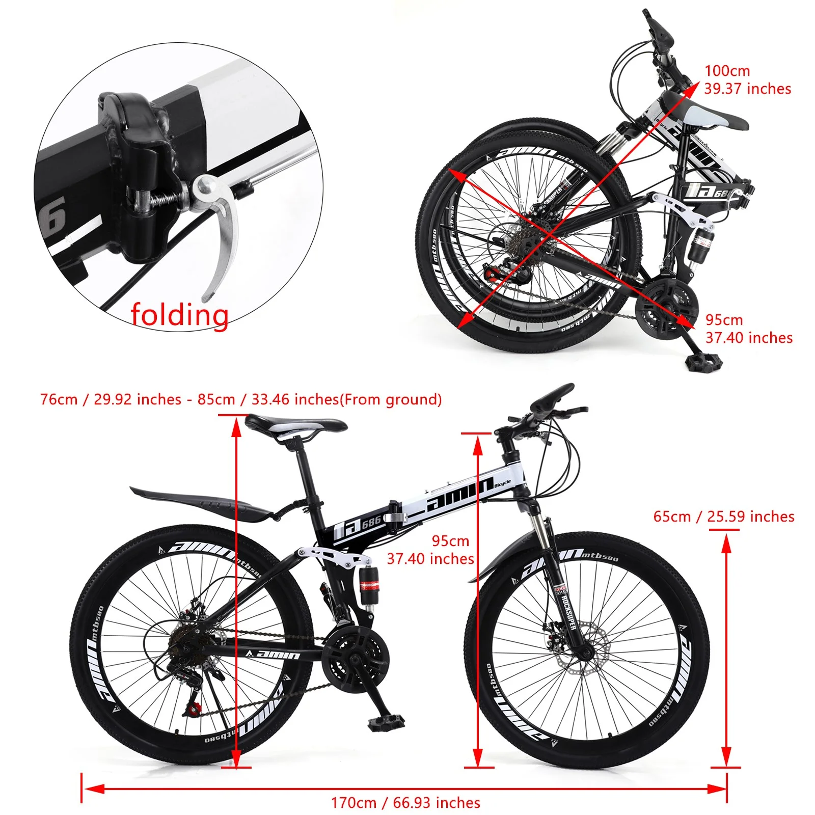 Unisex Adult Mountain Bike Full Suspension 26