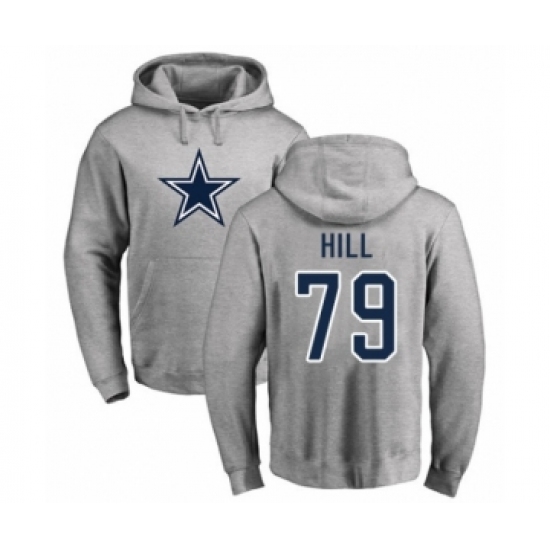 Football Dallas Cowboys #79 Trysten Hill Ash Name & Number Logo Pullover Hoodie