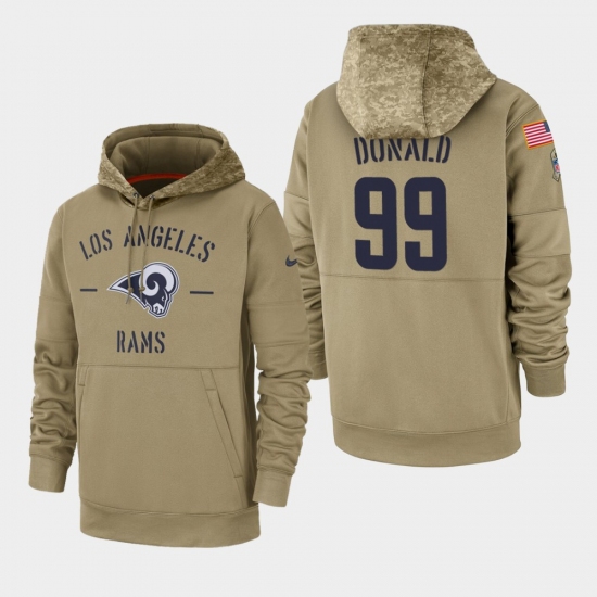 Men's Los Angeles Rams #99 Aaron Donald 2019 Salute to Service Sideline Therma Pullover Hoodie - Tan