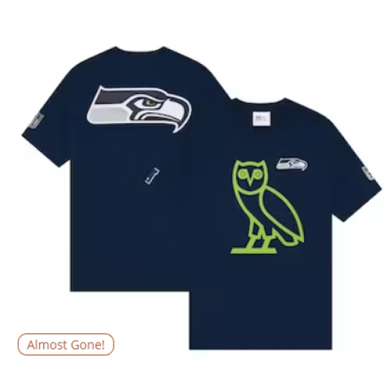 Men's Seattle Seahawks OVO x NFL College Navy OG Owl T-Shirt