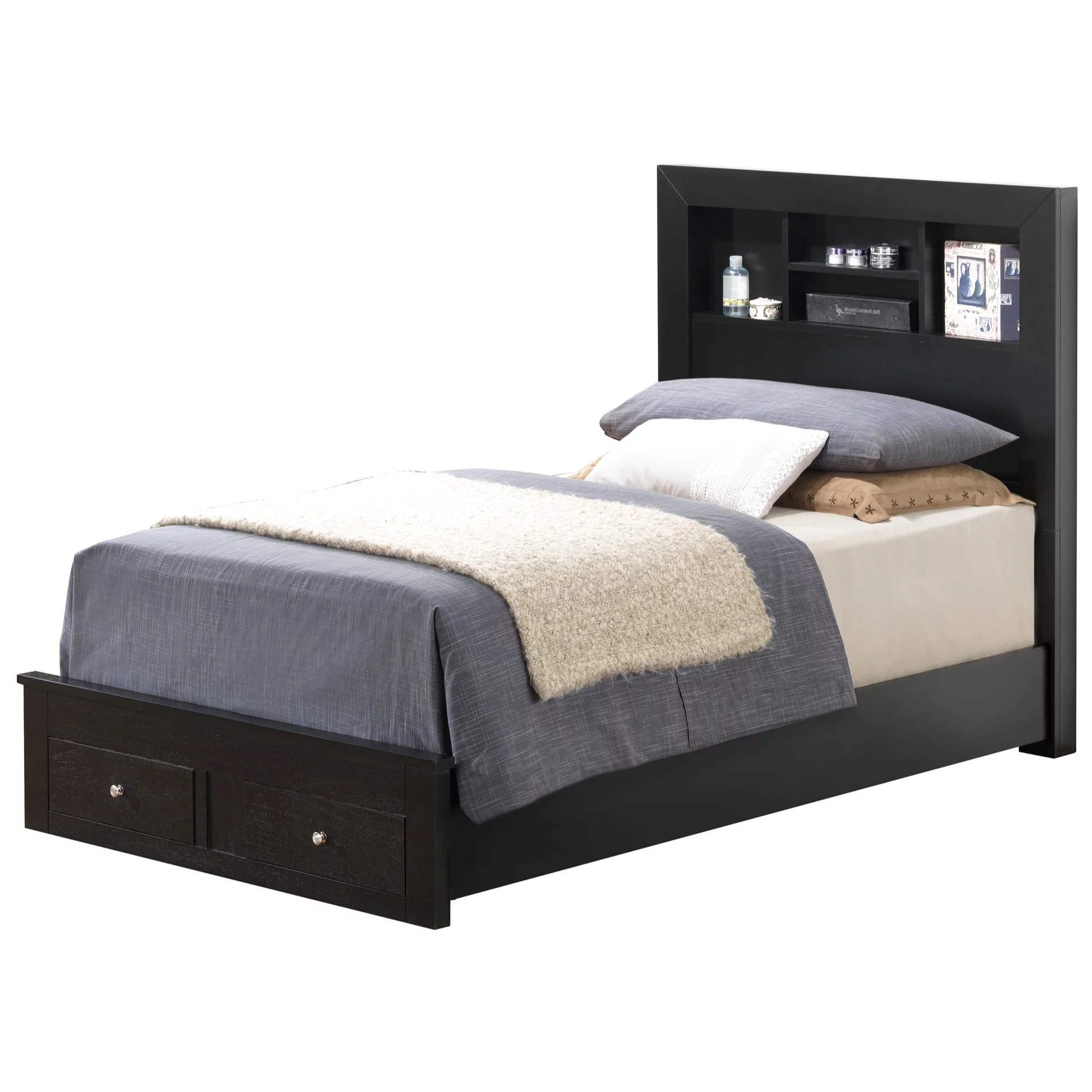 Passion Furniture Burlington Black Twin Storage Platform Bed PF-G2450D-TSB2