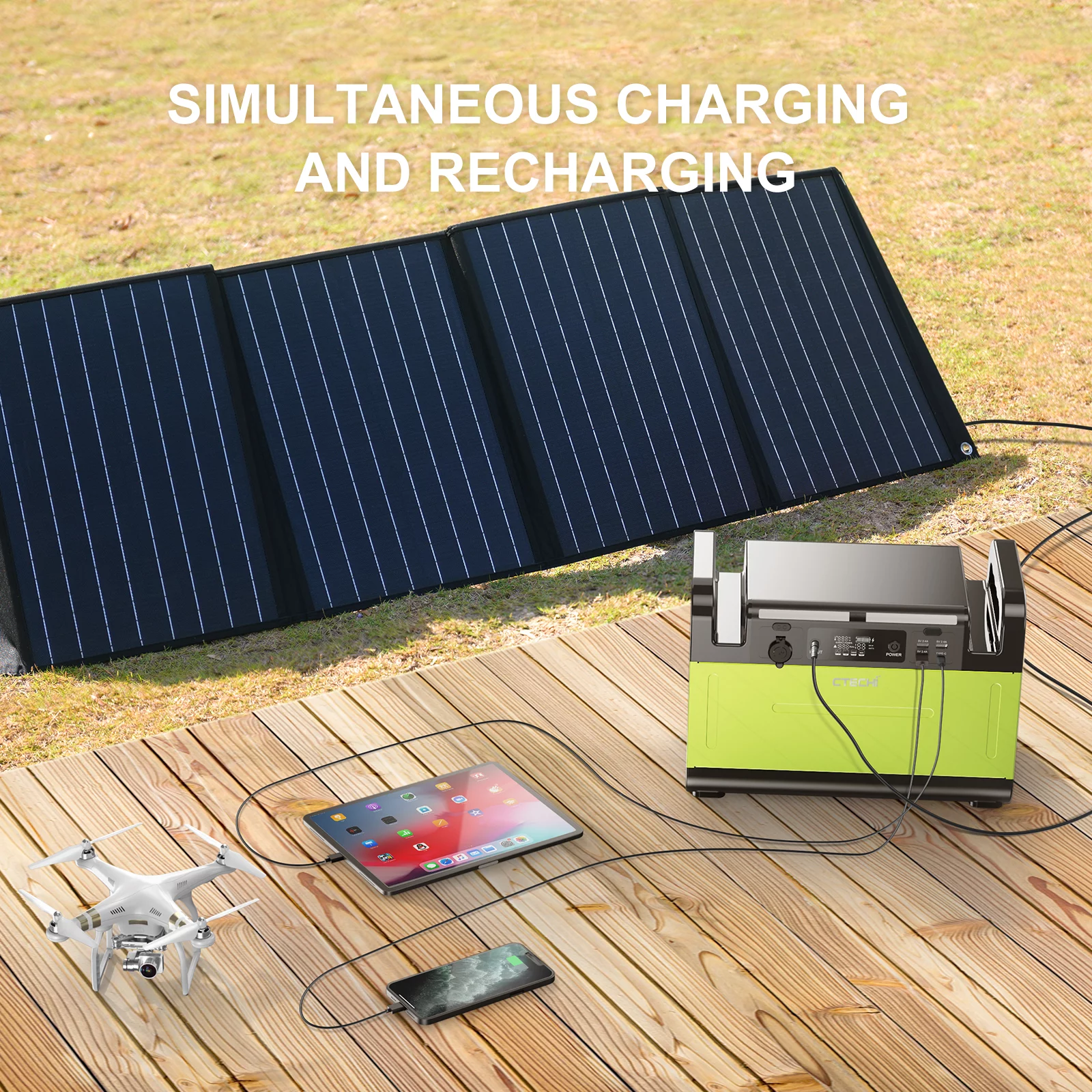 CTECHi Portable Power Station 1200W, 1210Wh LiFePO4 Power Supply, Solar Generator with PD 60W Quick Charge, Battery Backup for Travel, Camping, RV, Power Outage and CPAP