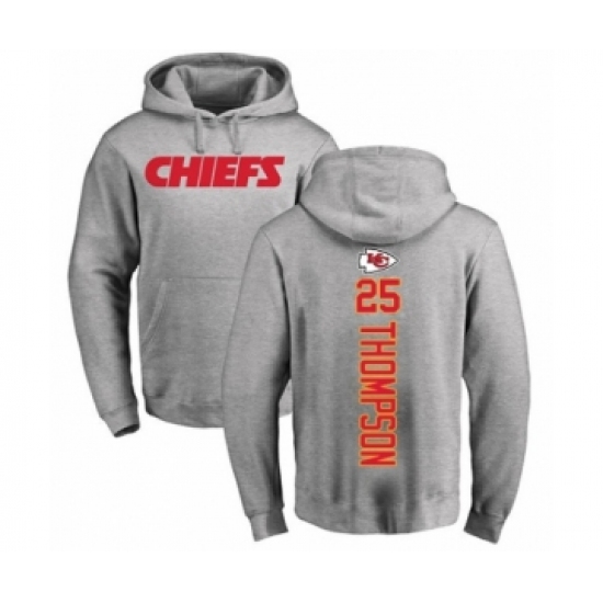 Football Kansas City Chiefs #25 Darwin Thompson Ash Backer Pullover Hoodie