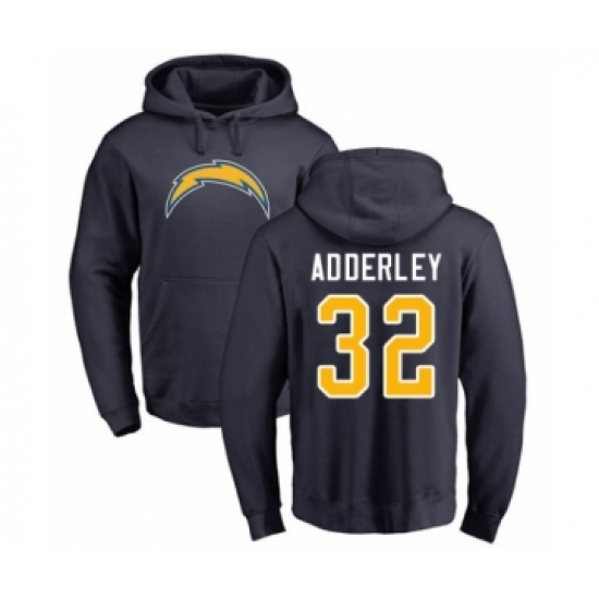 Football Los Angeles Chargers #32 Nasir Adderley Navy Blue Name & Number Logo Pullover Hoodie