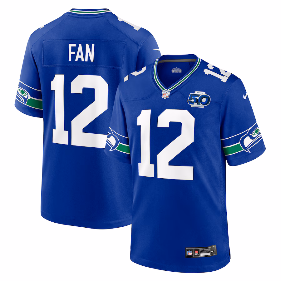 Men's Seattle Seahawks 12s Nike Royal Alternate 50th Season Game Jersey