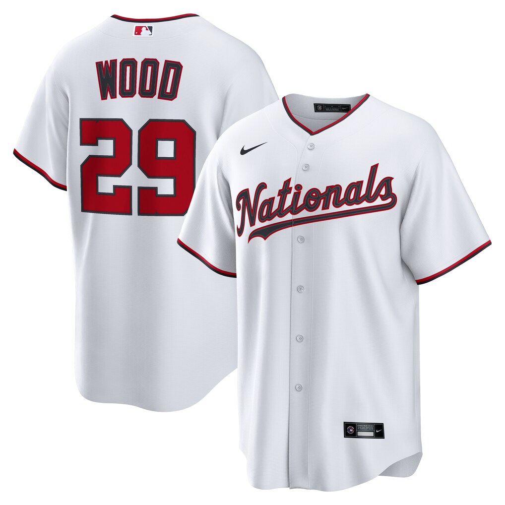 Men's  Washington Nationals James Wood Nike White Home Replica Jersey