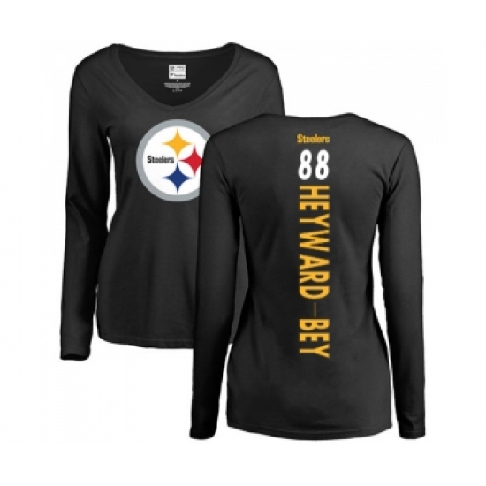 Football Women's Pittsburgh Steelers #88 Darrius Heyward-Bey Black Backer Slim Fit Long Sleeve T-Shirt