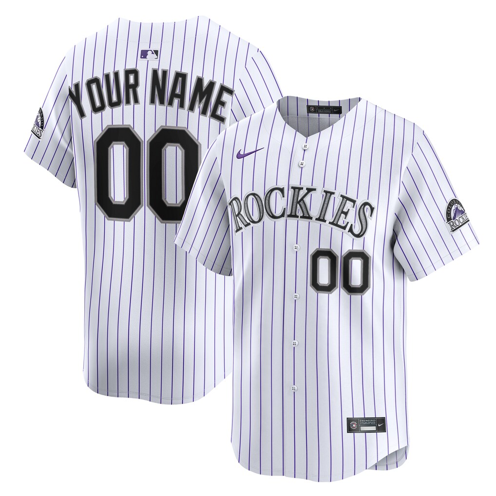 Youth Colorado Rockies  Nike White Home Custom Limited Jersey