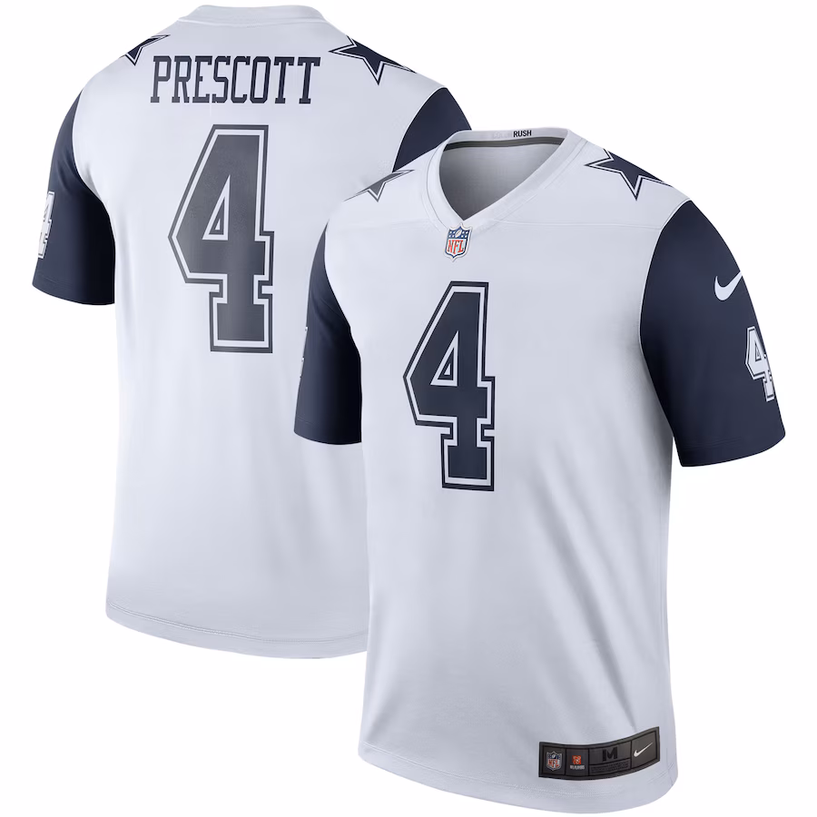 Men's Dallas Cowboys Dak Prescott Nike White Legend Player Performance Top