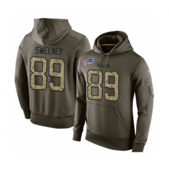 Football Men's Buffalo Bills #89 Tommy Sweeney Green Salute To Service Pullover Hoodie