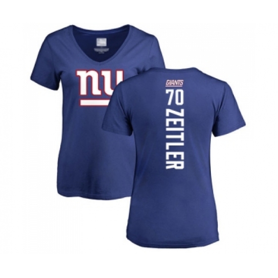 Football Women's New York Giants #70 Kevin Zeitler Royal Blue Backer T-Shirt