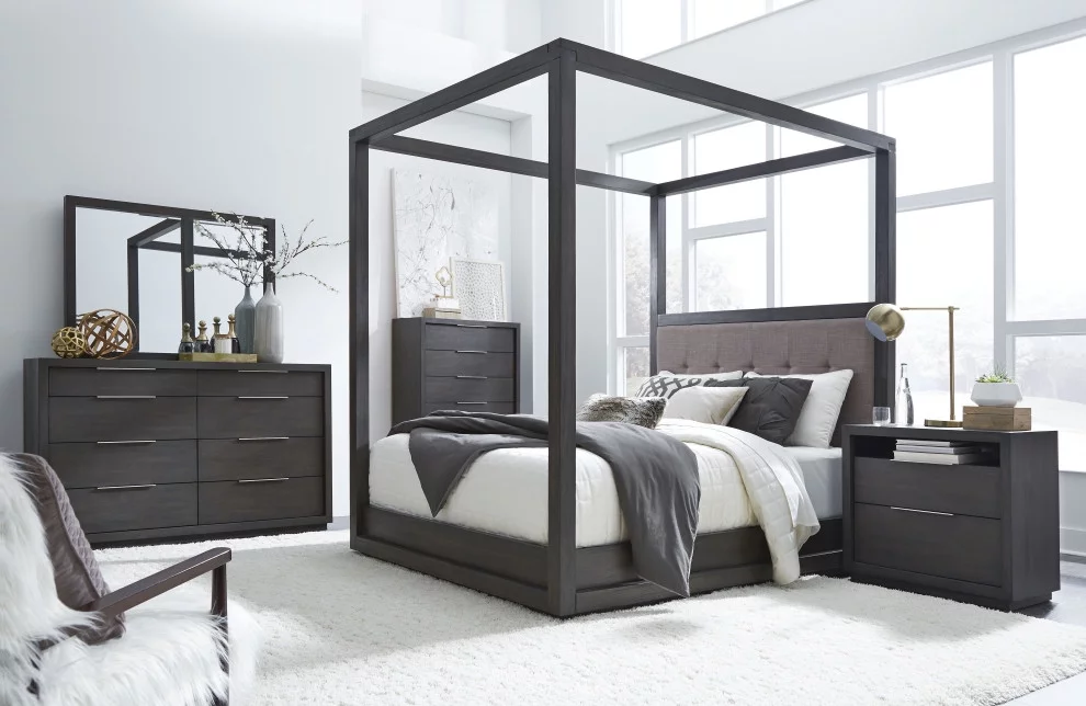 Modus Oxford 5 Piece Cal King Canopy Bedroom Set. Dolphin