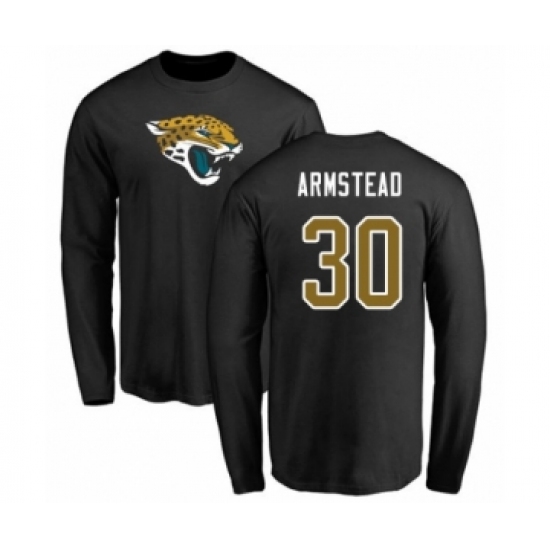 Football Jacksonville Jaguars #30 Ryquell Armstead Black Name & Number Logo Long Sleeve T-Shirt