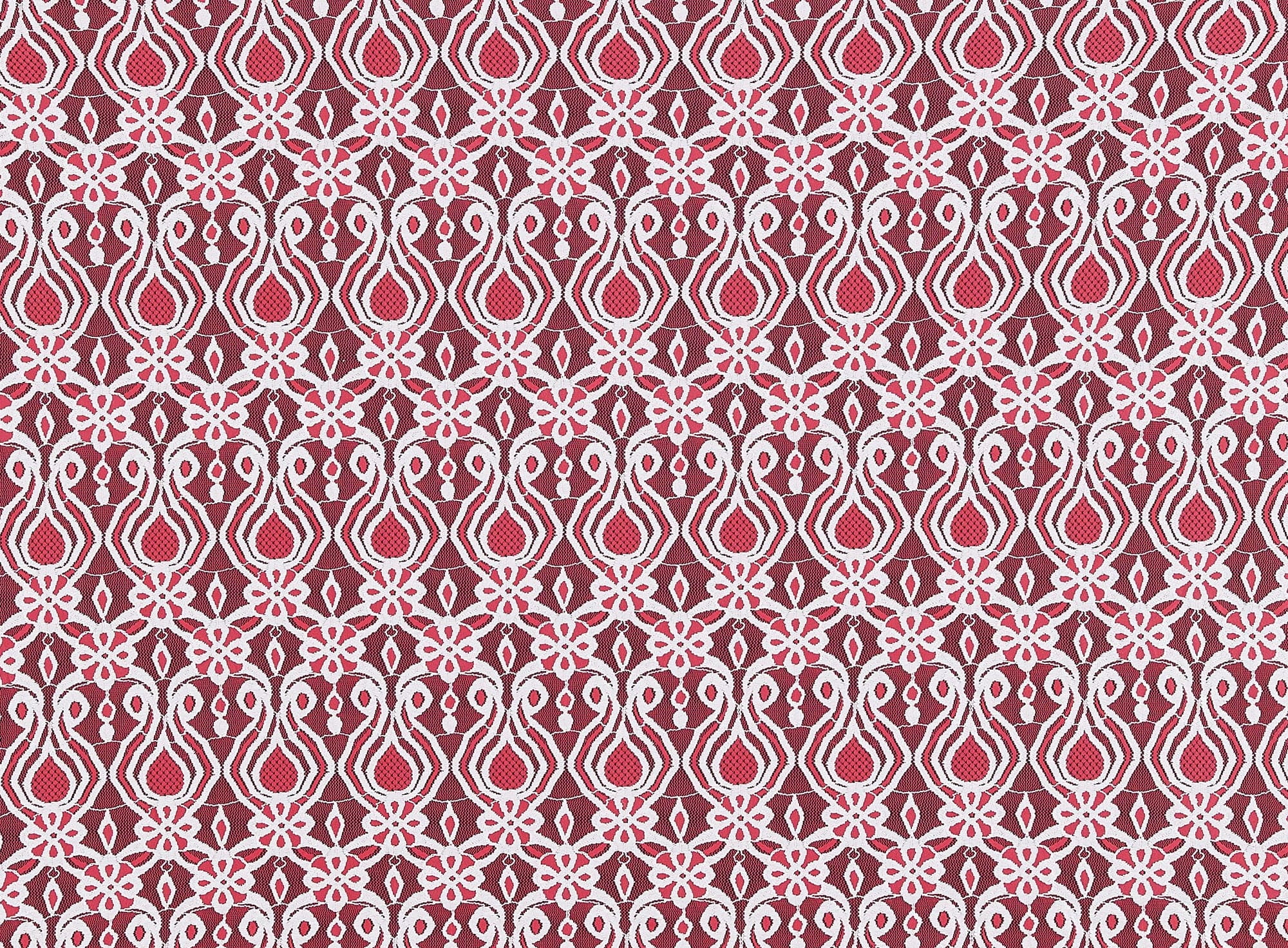 Zelouf Shanel Embroidered Knit Lace  , Sewing, DIY, Crafts Fabric by the Yard, Dashing Coral/white, 1 Yard - Curated Treasures Market