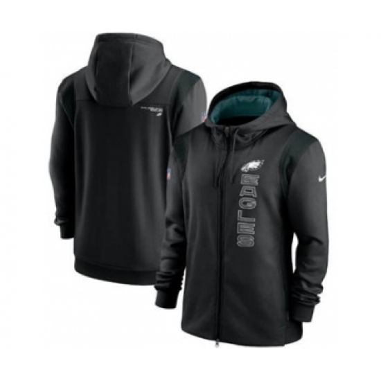 Men's Philadelphia Eagles 2021 Black Sideline Team Performance Full-Zip Hoodie