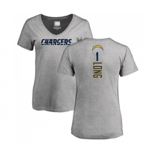 Football Women's Los Angeles Chargers #1 Ty Long Ash Backer T-Shirt