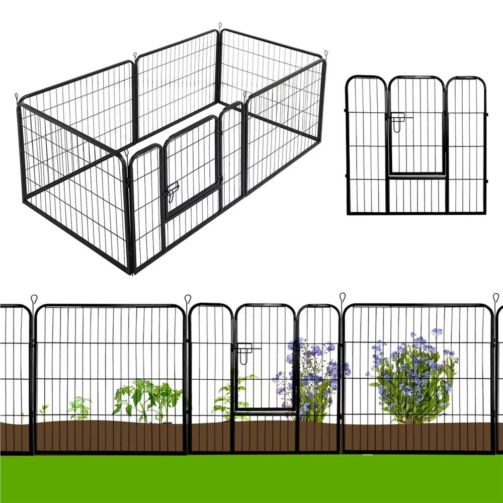 Topeakmart 6 Panels Heavy Duty Pet Playpen Dog Exercise Pen Cat Fence, 23.6''H, Black - Curated Treasures Market
