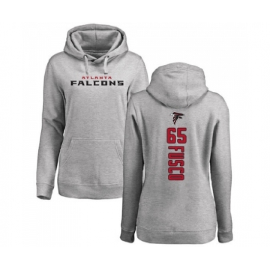Football Women's Atlanta Falcons #65 Brandon Fusco Ash Backer Pullover Hoodie
