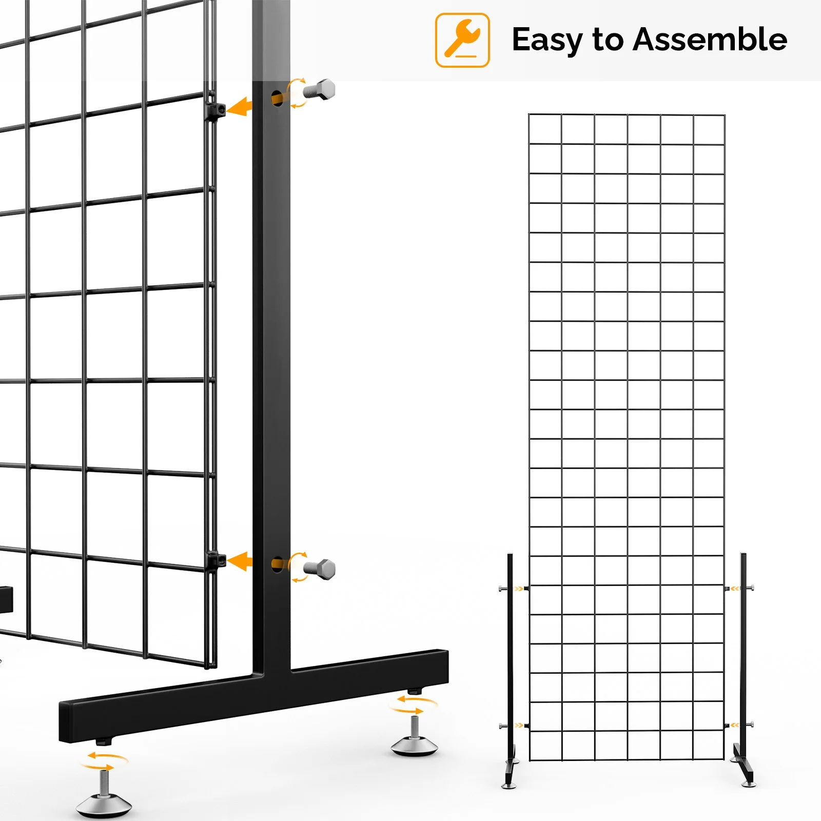Bonnlo 6' x 2' Wire Grid Panel Tower with T-Base Floorstanding, Wire Grid Wall Display Rack for Retail and craft show (2-Packs) - Curated Treasures Market