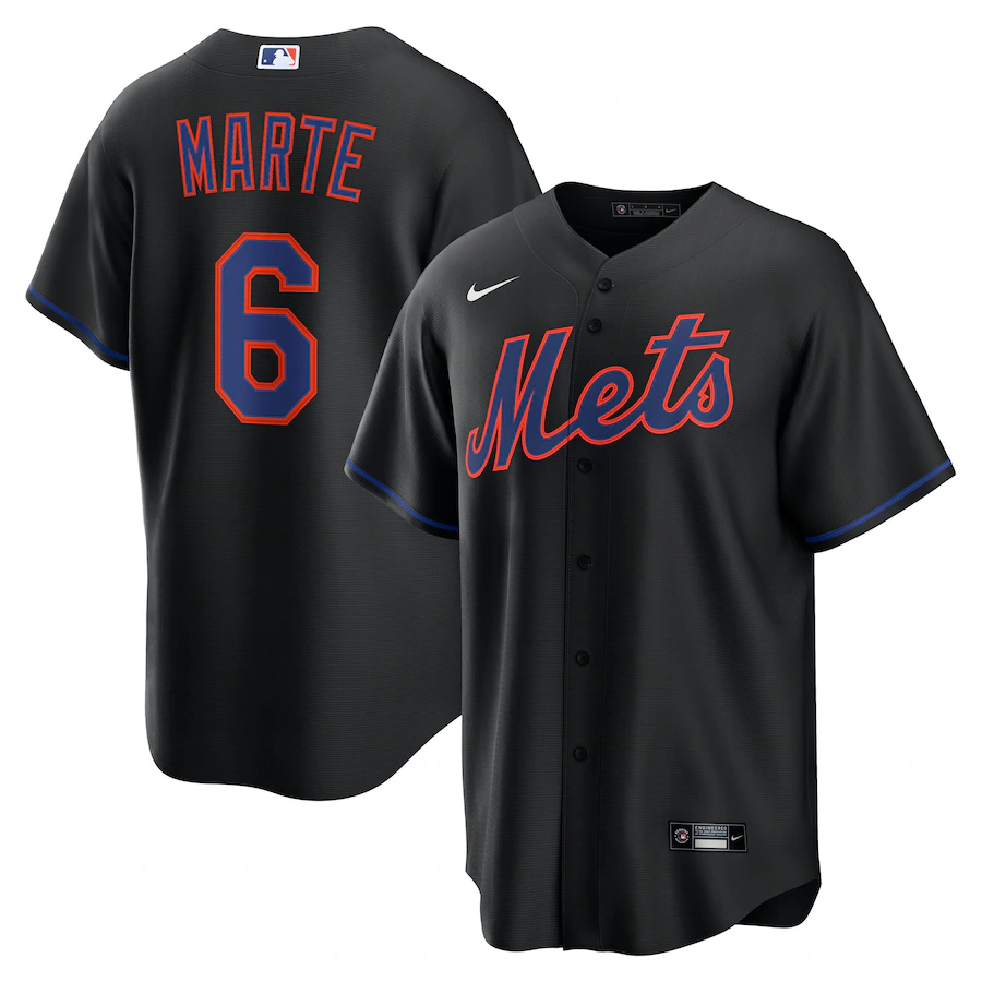 Men's New York Mets Starling Marte Nike Black Alternate Replica 2.0 Player Jersey
