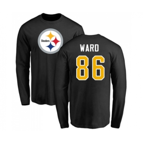 Football Pittsburgh Steelers #86 Hines Ward Black Name & Number Logo Long Sleeve T-Shirt