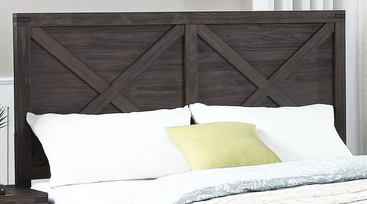 Modern Contemporary Unique Headboard Design Queen Size Bed 1pc Bedroom Furniture plywood Solid wood