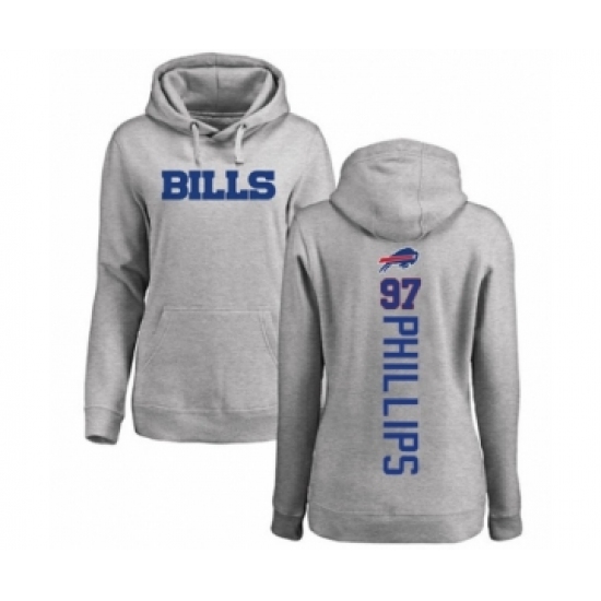 Football Women's Buffalo Bills #97 Jordan Phillips Ash Backer Pullover Hoodie