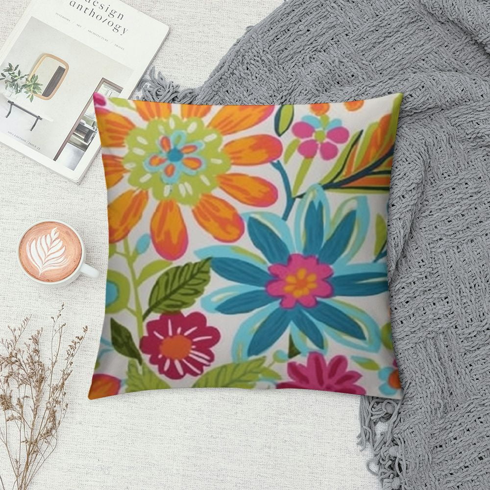 CANFLASHION  Bright Floral Indoor/Outdoor Accent Throw Pillow Cover,   and Fade Resistant, Lumbar - Blue/Purple Gregoire - Curated Treasures Market