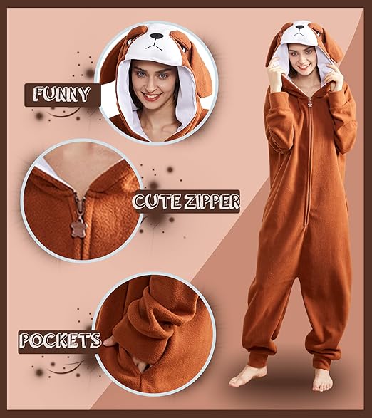 Unisex Dog Onesie Adult Halloween Animal Cosplay Pajamas Jumpsuit Party Costume One Piece Homewear Sleepwear - Curated Treasures Market